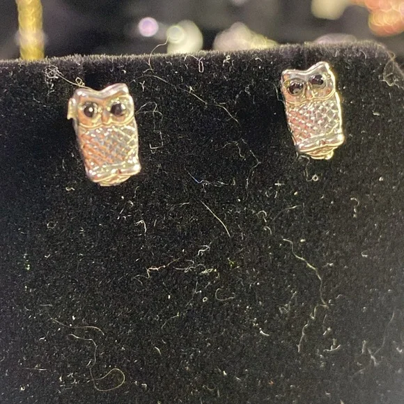 Silver Tone Owl Stud Earrings # 52 - Picture 4 of 4